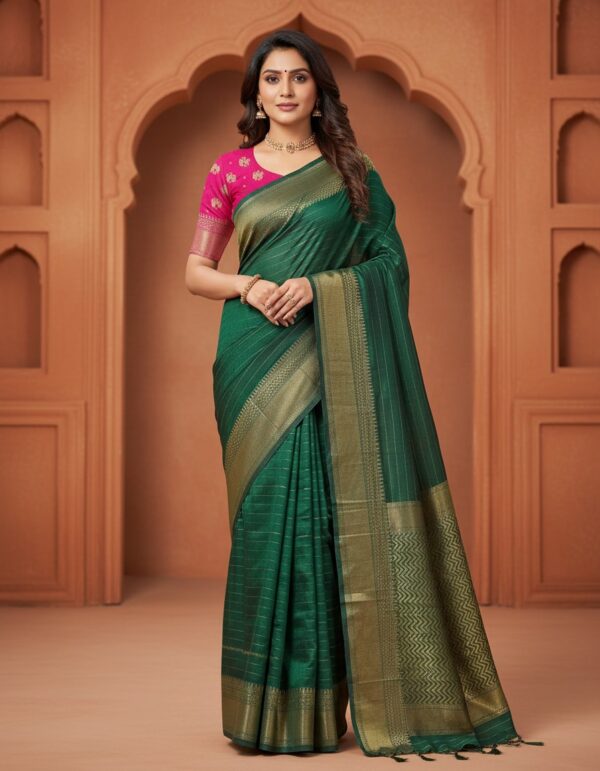 Woman Fancy Dola Chex Silk Saree