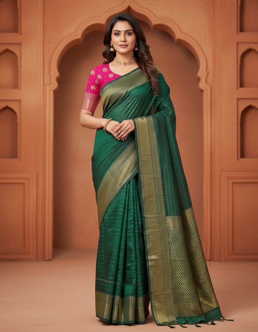 Woman Fancy Dola Chex Silk Saree